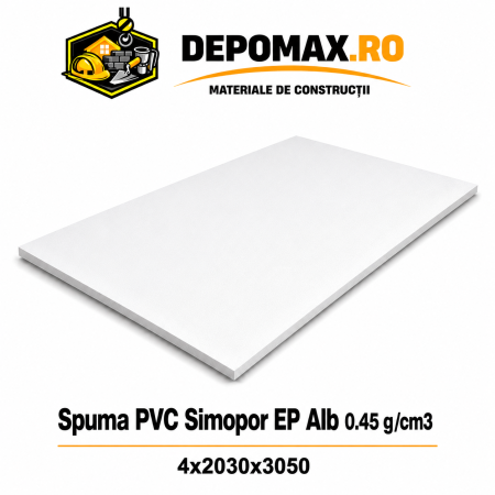 Placa rigida PVC Simopor EP Alb 0.45 g/cm3, 4x2030x3050 mm